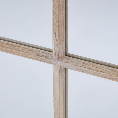 Large Washed Wood Window Mirror Inner Frame Detail