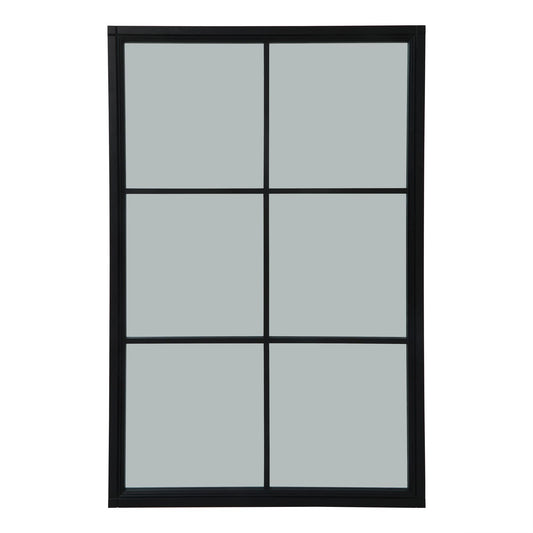 Cottage Pane Black Rectangular Mirror