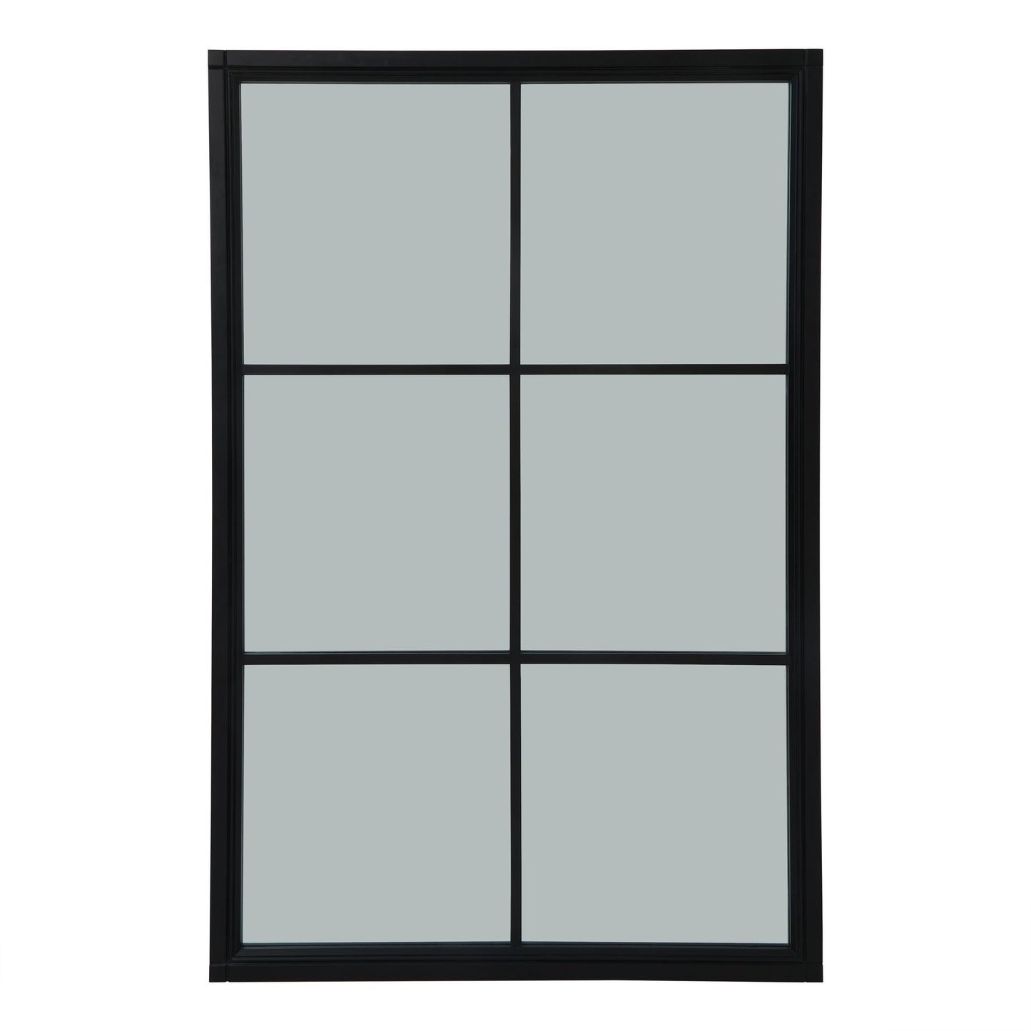 Image of Cottage Pane Black Rectangular Mirror