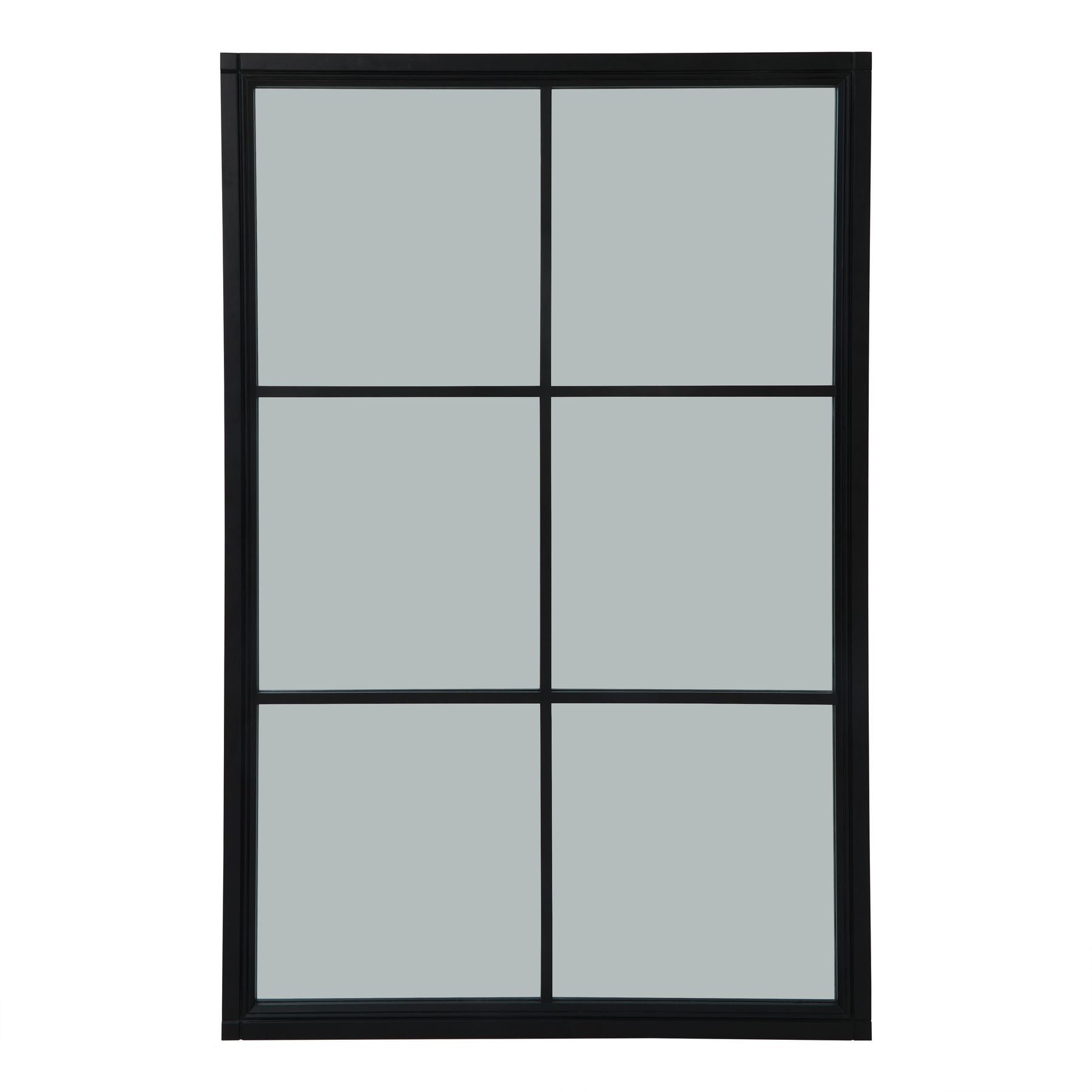 Image of Cottage Pane Black Rectangular Mirror