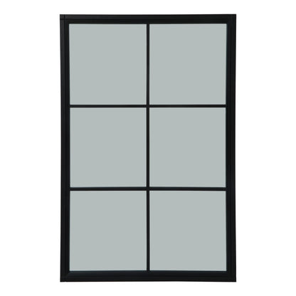 Image of Cottage Pane Black Rectangular Mirror