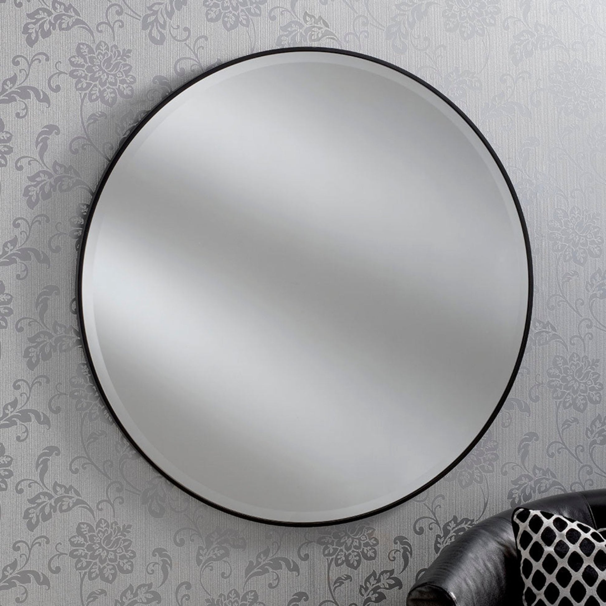 Camden Round Circle Mirror black