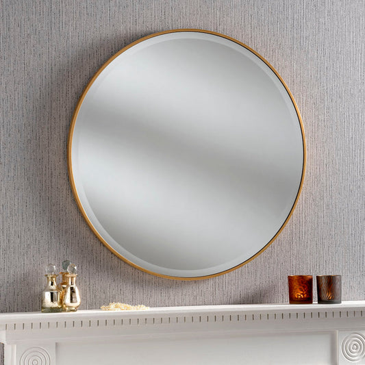 Camden Round Circle Mirror gold