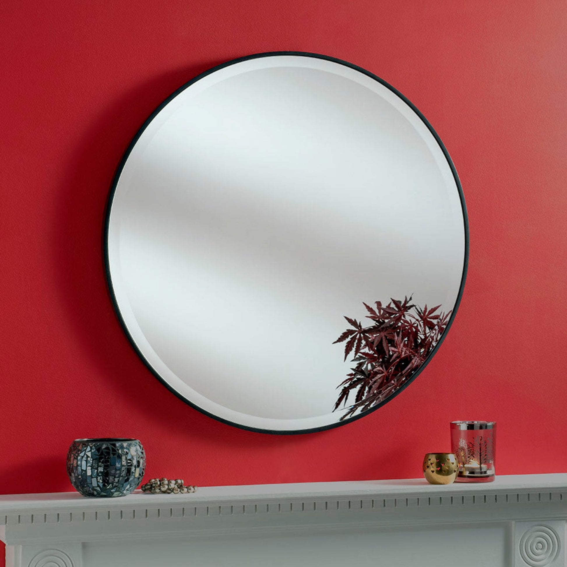 Camden Round Circle Mirror black