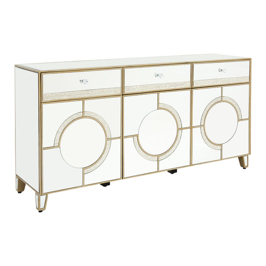 Circles of Elegance Mirrored 3 Drawers, 3 Doors Cabinet