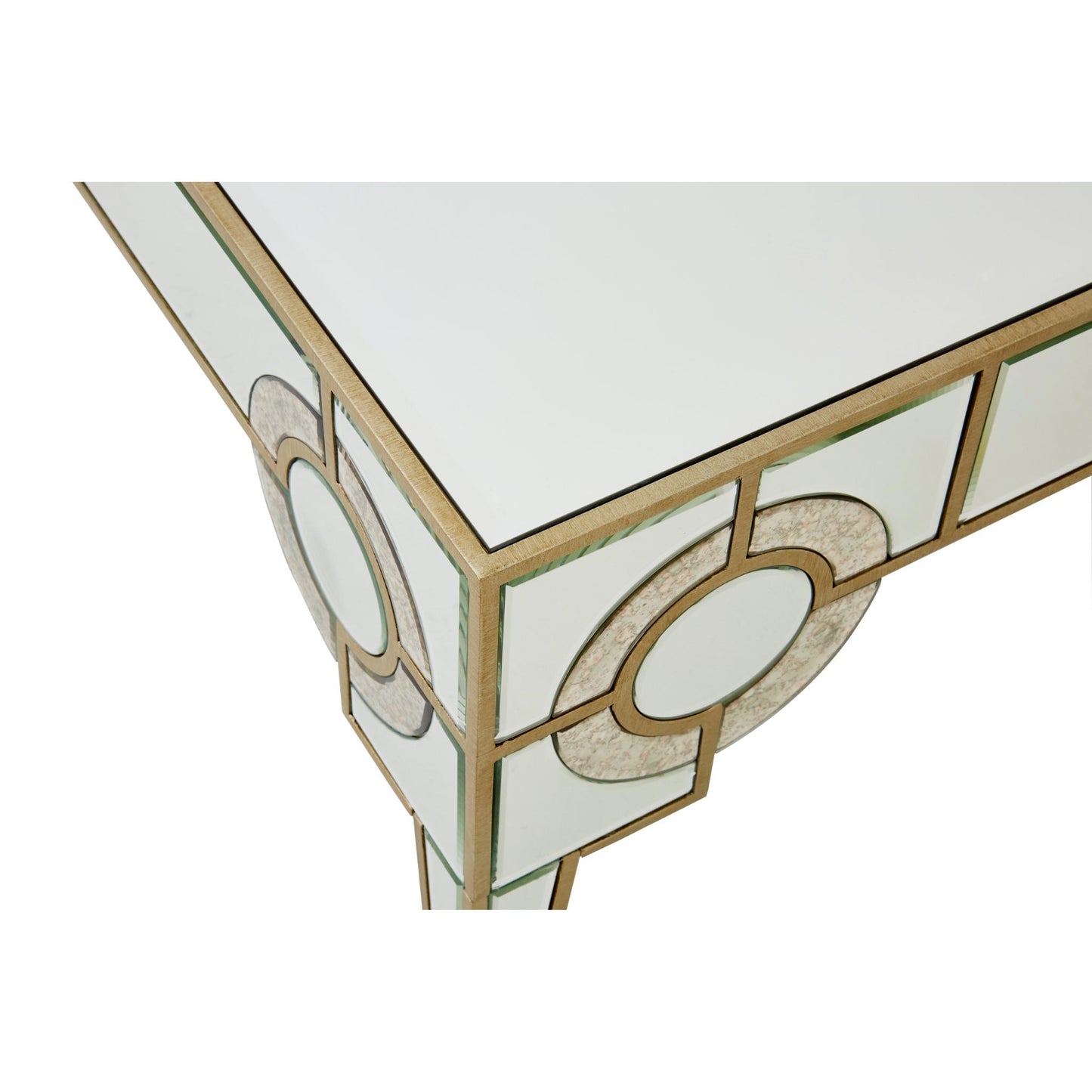 Circles of Elegance Mirrored Coffee Table Corner Top View