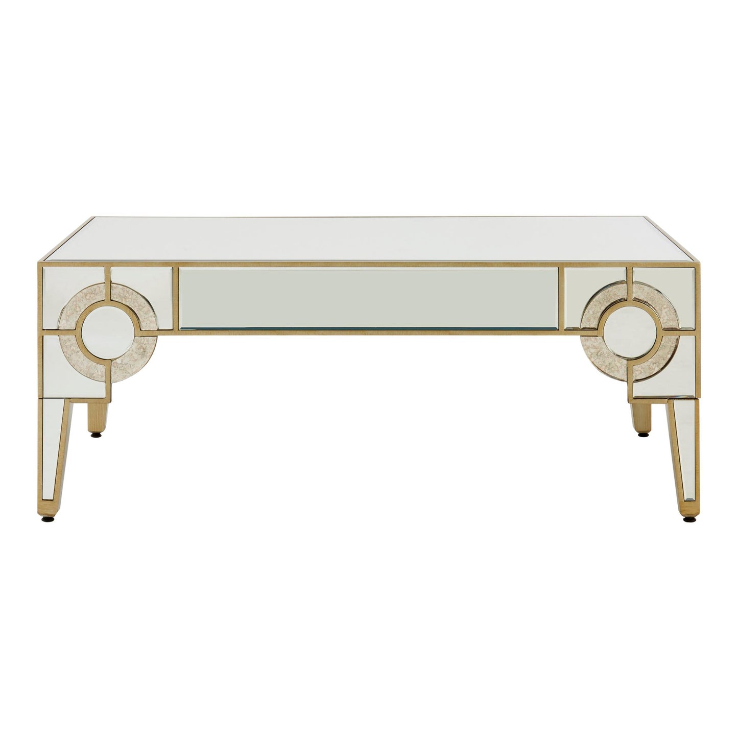 Circles of Elegance Mirrored Coffee Table Lateral View