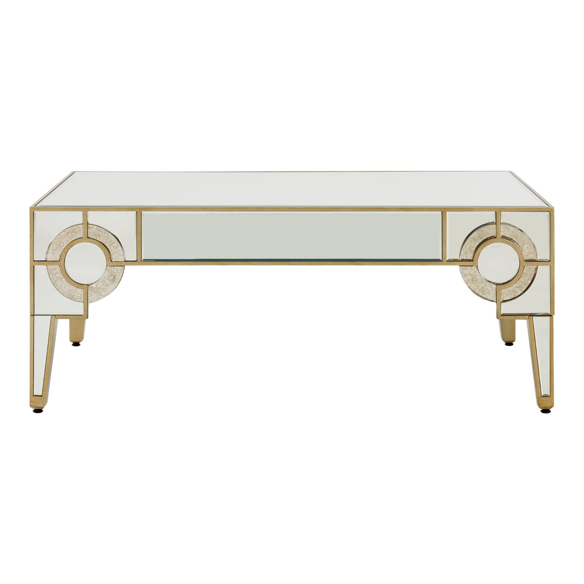 Circles of Elegance Mirrored Coffee Table Lateral View