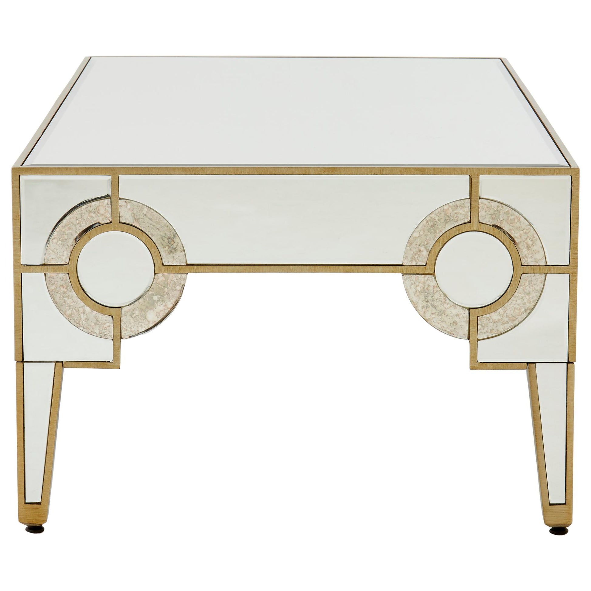 Circles of Elegance Mirrored Coffee Table Side View