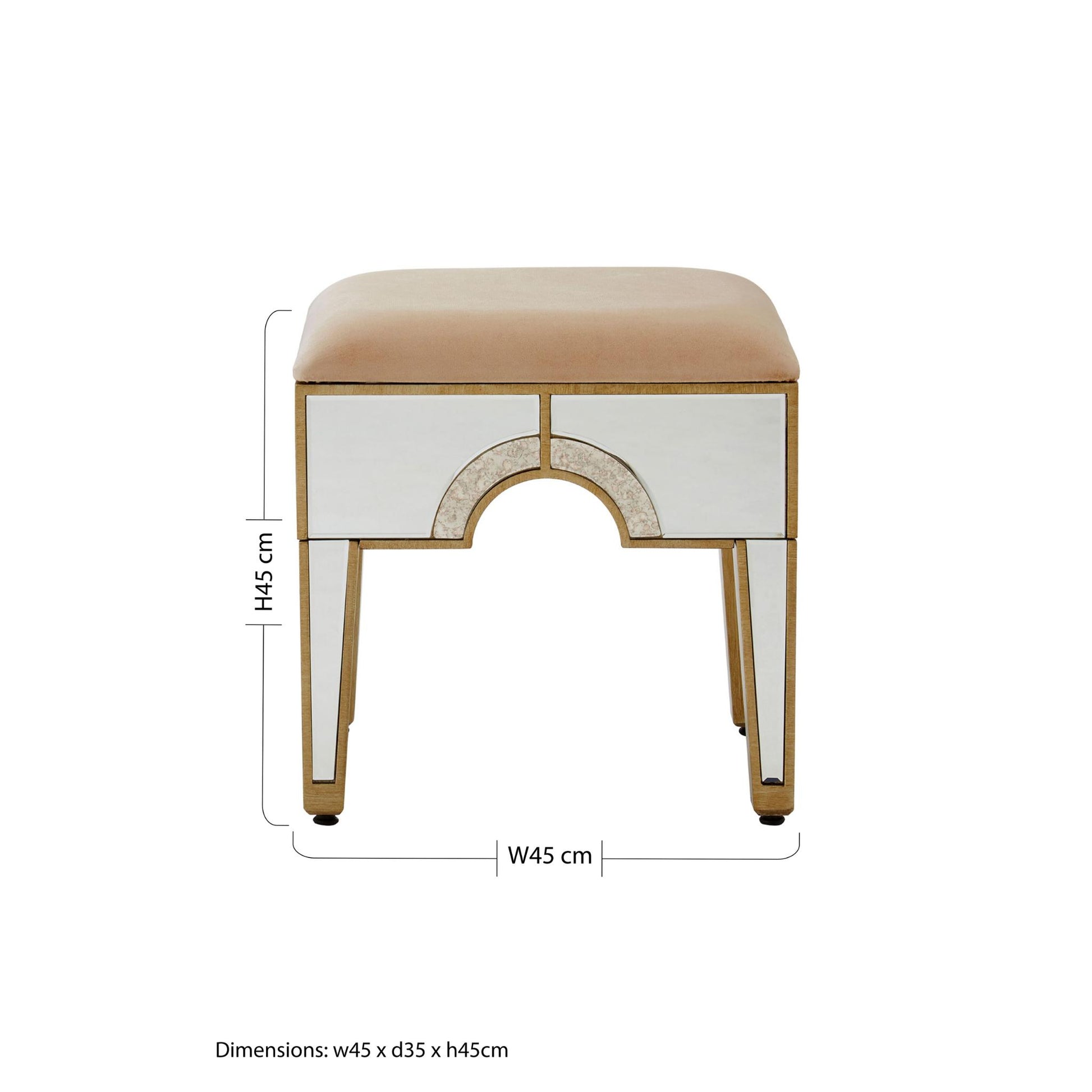 Circles of Elegance Mirrored Stool Dimensions