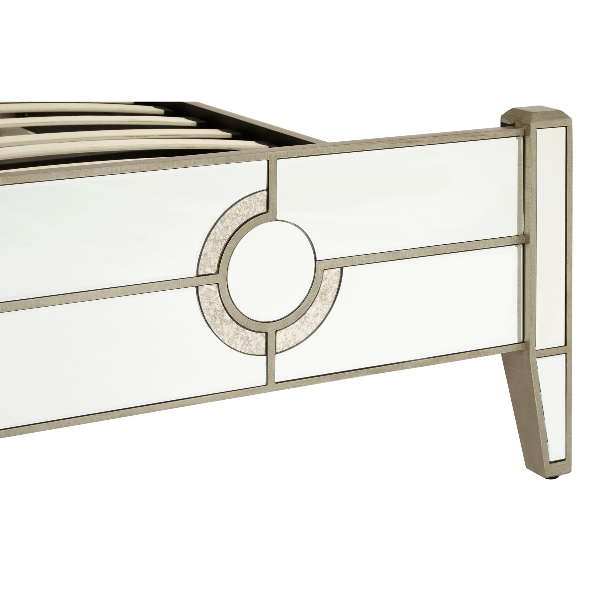 Circles of Elegance Mirrored Super King Size Bed Frame End View