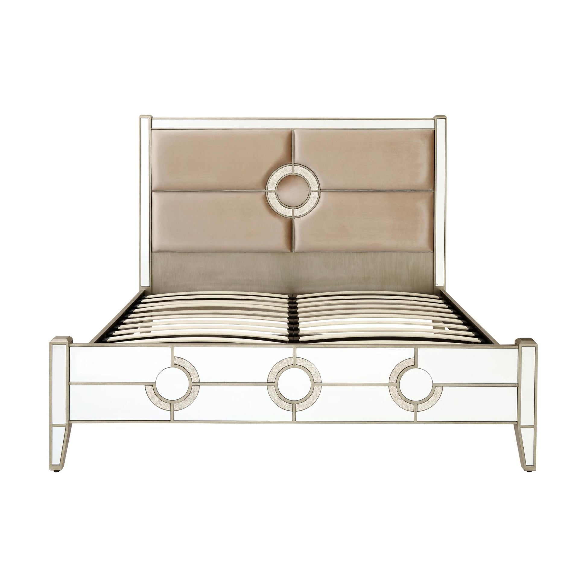 Circles of Elegance Mirrored Super King Size Bed Frame Front View
