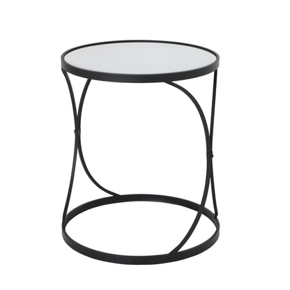 Concave Black Mirrored Side Tables