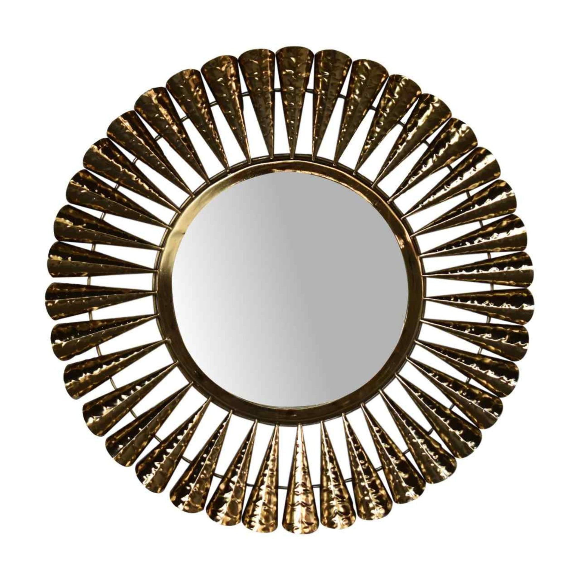 Coned Brass-Finish Wall Mirror