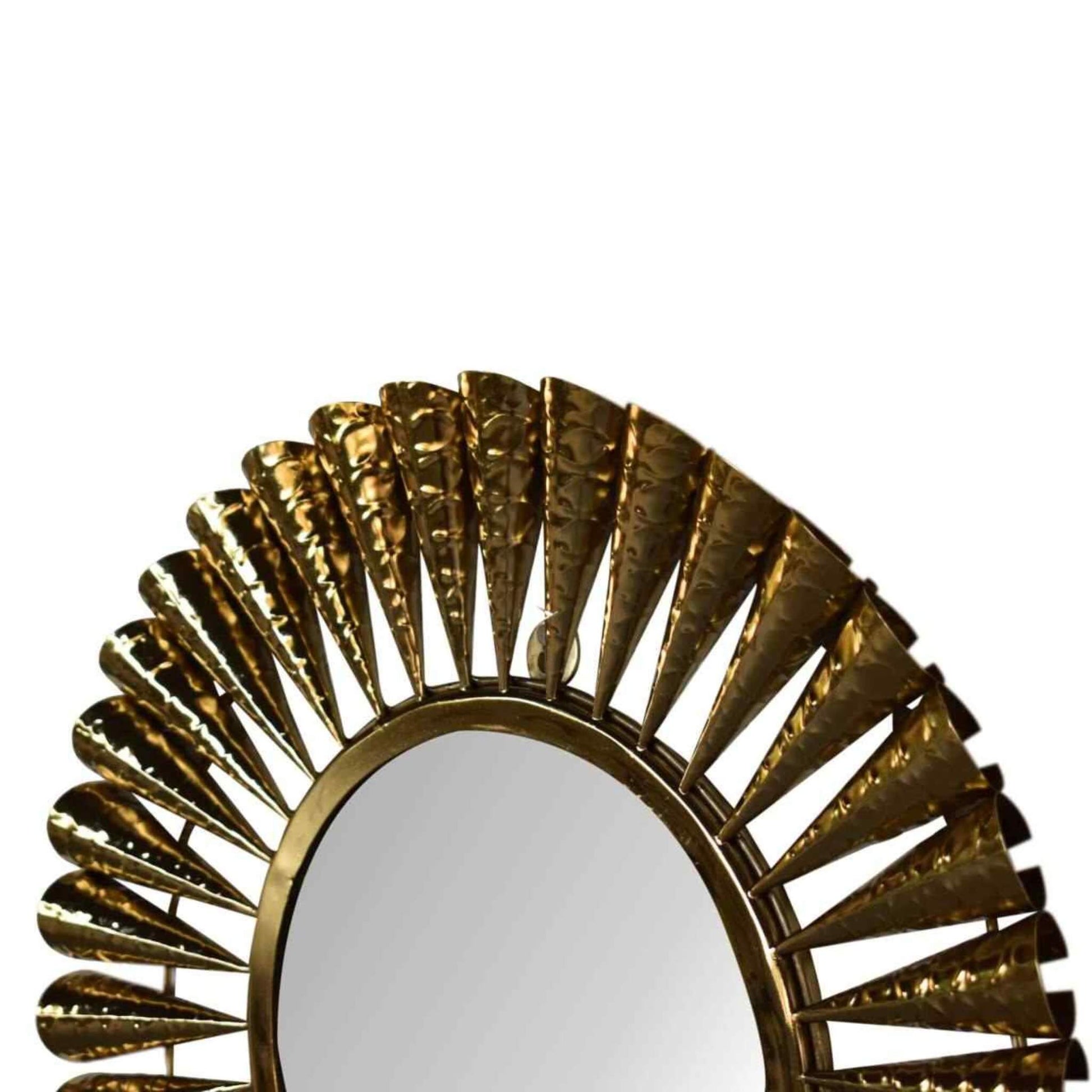 Coned Brass-Finish Wall Mirror Close Up Detail