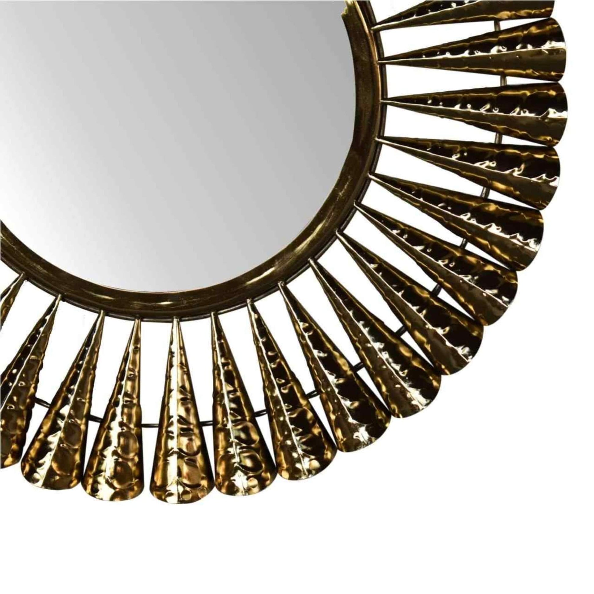 Coned Brass-Finish Wall Mirror Cone Detail Close Up