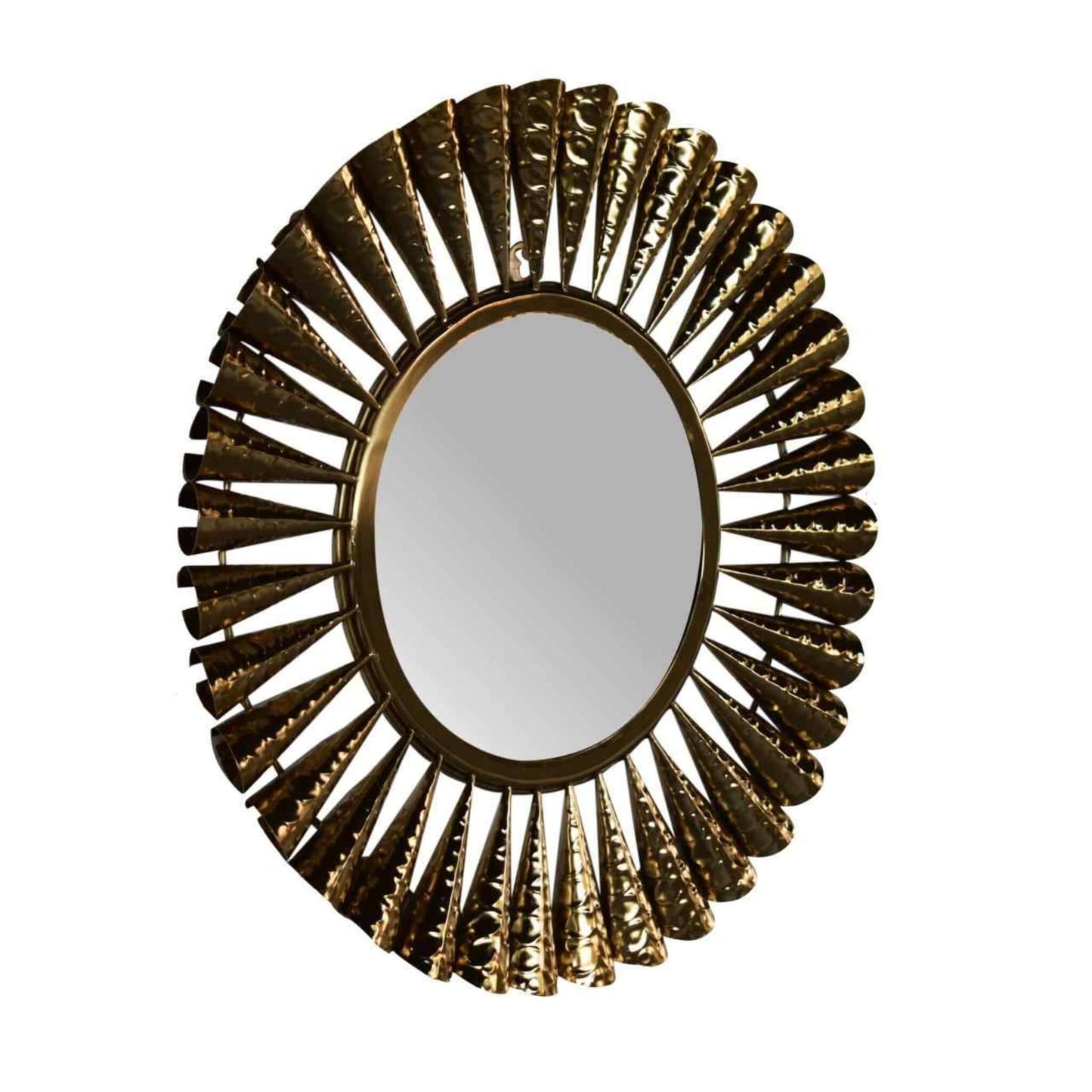 Coned Brass-Finish Wall Mirror Left Side View