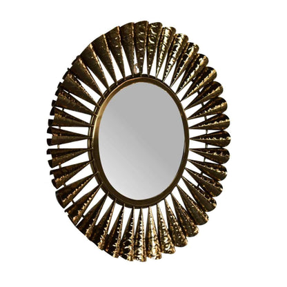 Coned Brass-Finish Wall Mirror Left Side View