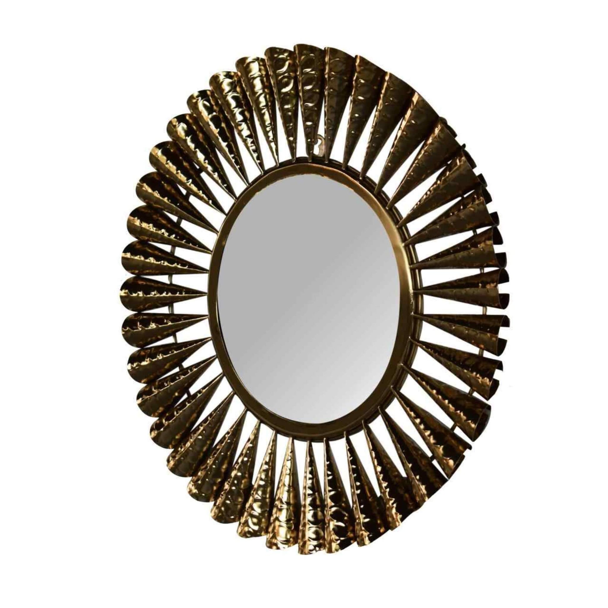 Coned Brass-Finish Wall Mirror Right Side View