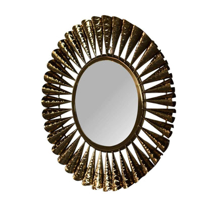 Coned Brass-Finish Wall Mirror Right Side View