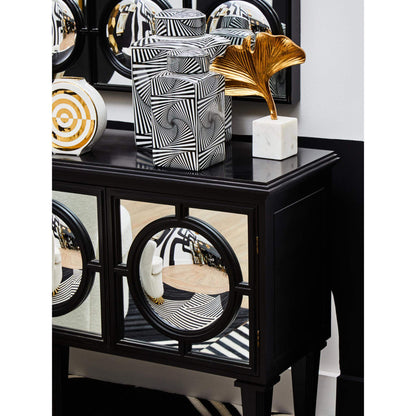 Convex Mirror Black Classic Lattice Overlay Sideboard Convex Mirror Detail