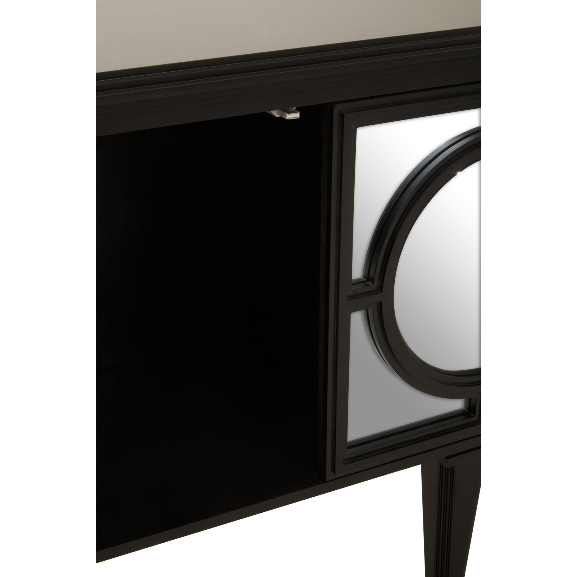 Convex_Mirror_Black_Classic_Lattice_Overlay_Sideboard_Magnetic_Door_Latch_System