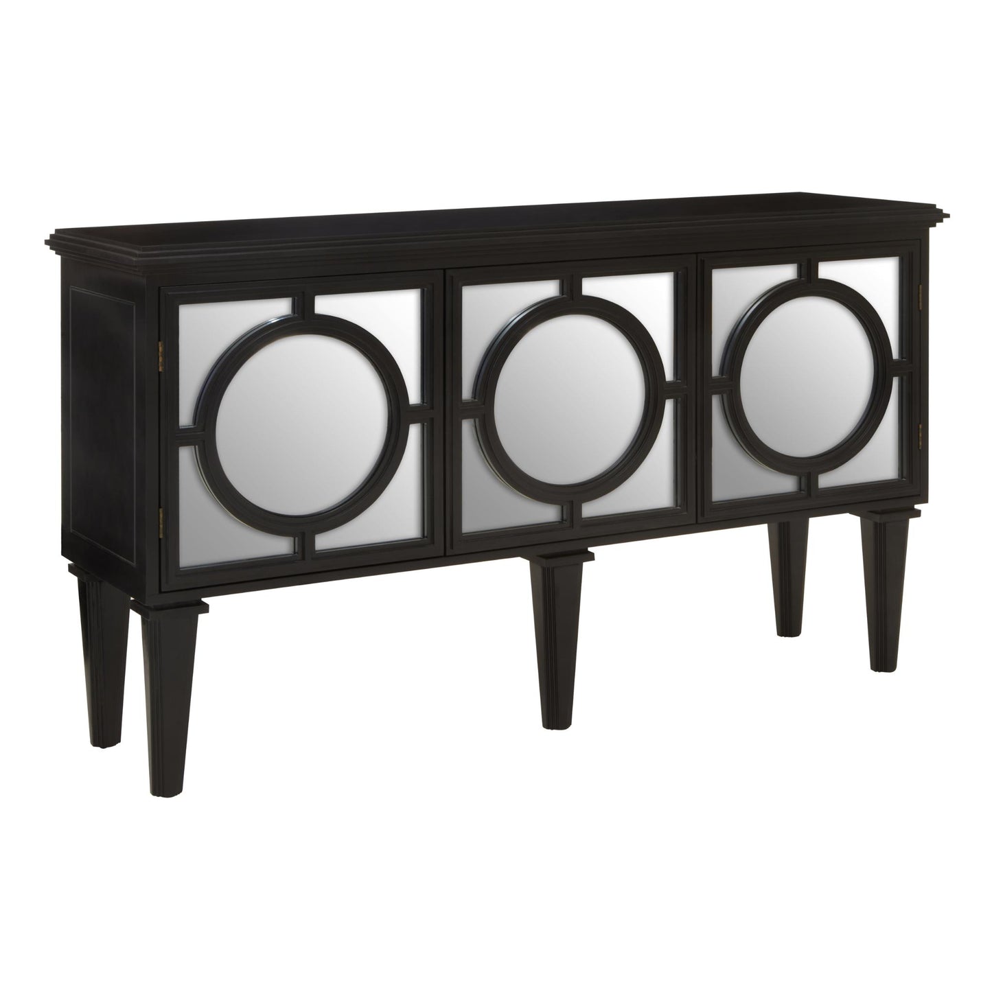 Convex_Mirror_Black_Classic_Lattice_Overlay_Sideboard_front_view