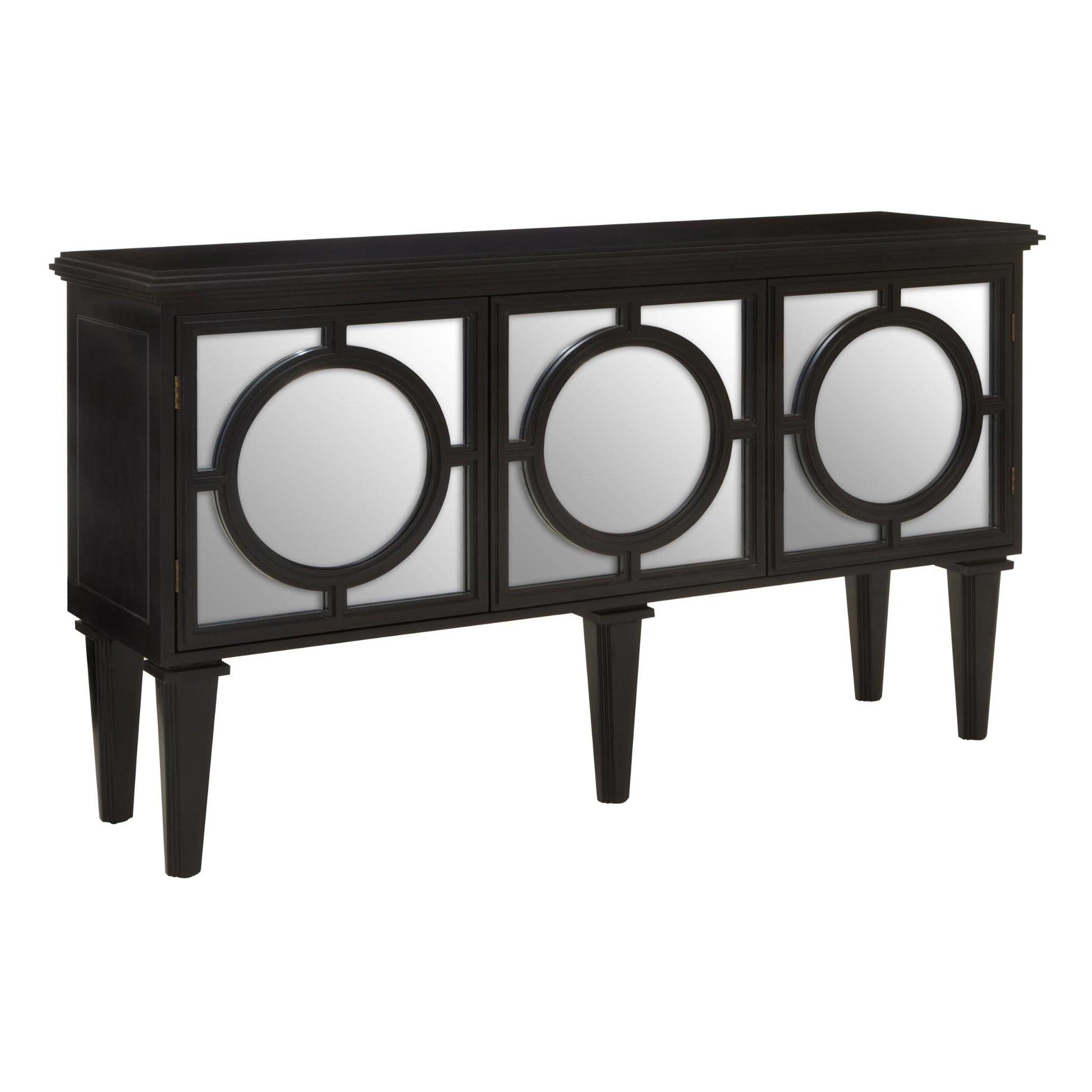 Convex_Mirror_Black_Classic_Lattice_Overlay_Sideboard_front_view