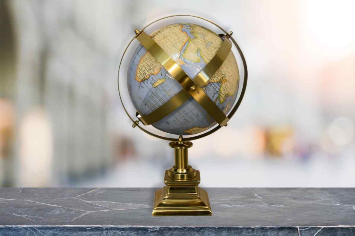 Desk Globe with Vintage Gold Frame Lifestyle View