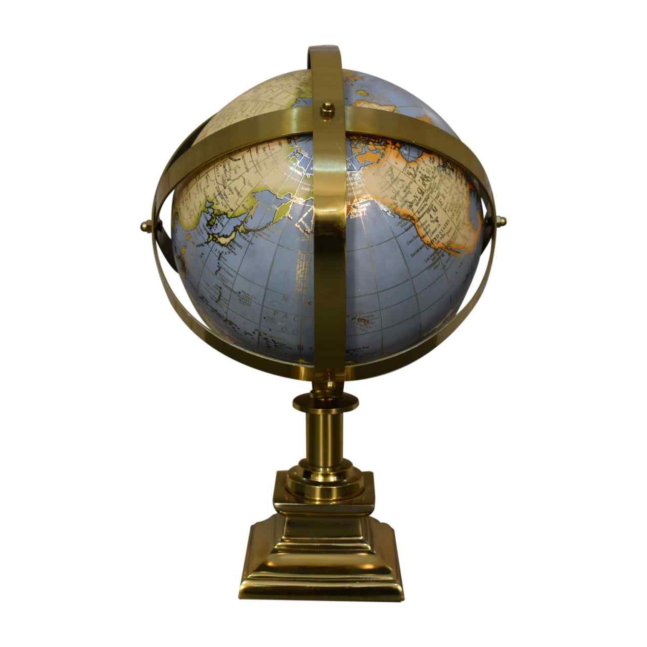 Desk Globe with Vintage Gold Frame Tilted Globe View