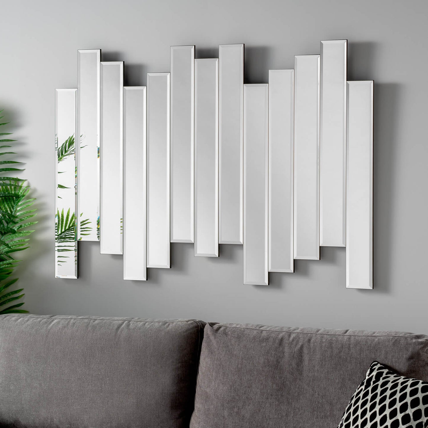 Frameless Silver Strip Mirror - Contemporary Design