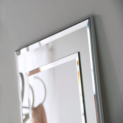 Frameless Tall Slim Elisa Mirror Silver Close up Detail
