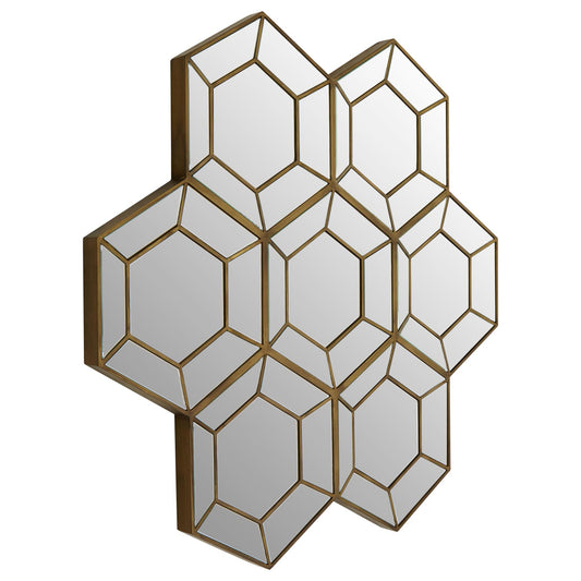 Hexagon Cluster Gold Large Wall Mirror 91cm x 95cm