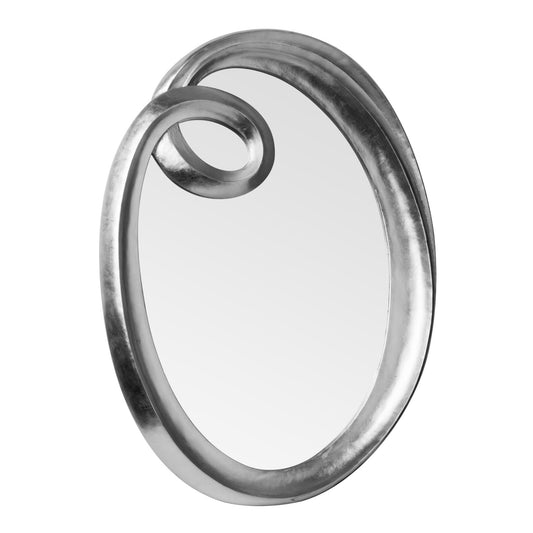 Irregular Swirl Silver Oval Wall Mirror 71cm x 103cm