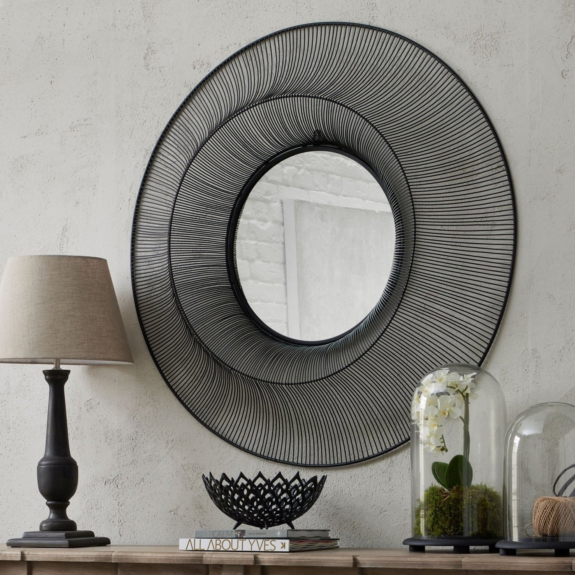 Large Chico Black Wire Concave Mirror