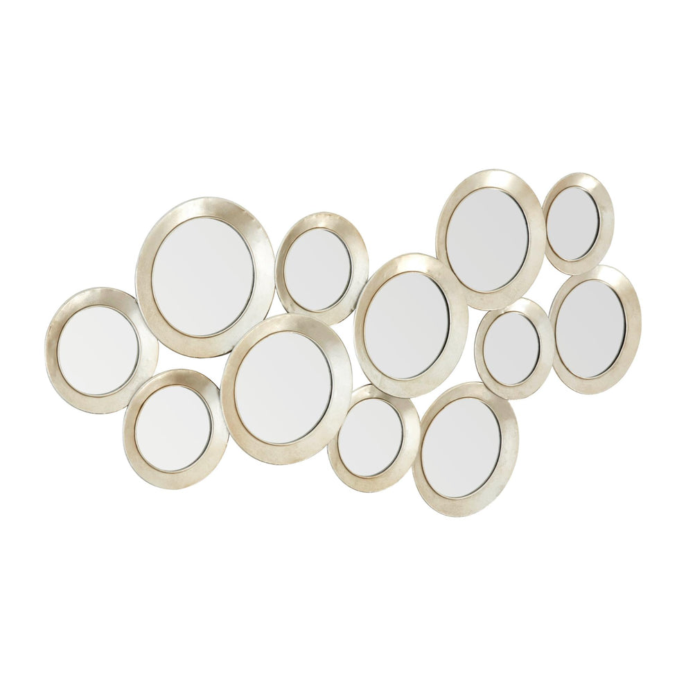 Large Silver Cluster of 12 Round Wall Mirrors - Contemporary Elegance