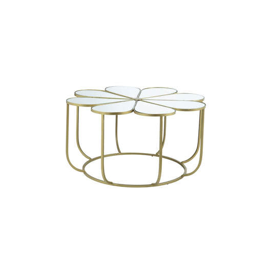 Mirrored Petal Design Coffee Table Circular Base