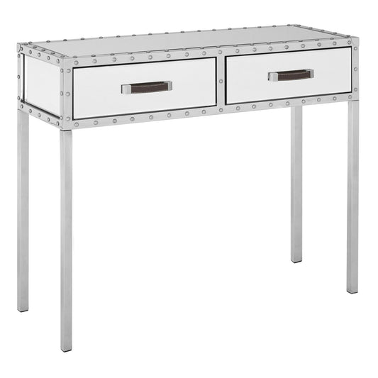 Mirrored Rivet Console Table Front