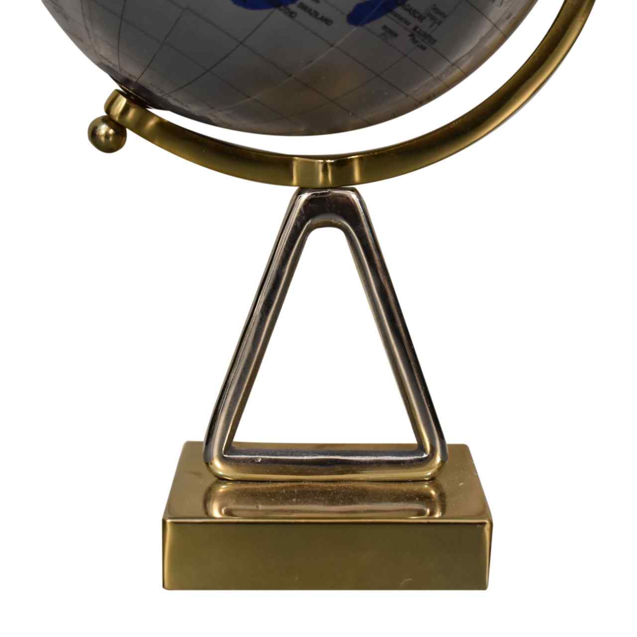 Mixed Chrome and Brass Blue Globe Base Close Up