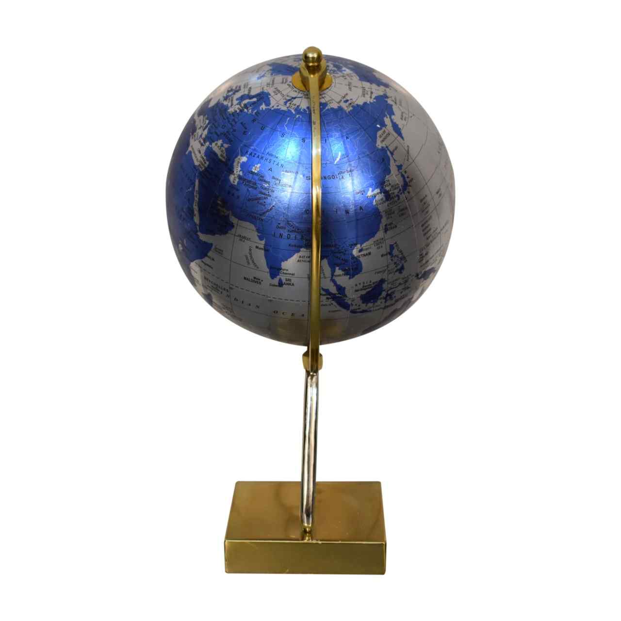 Mixed Chrome and Brass Blue Globe Side Profile