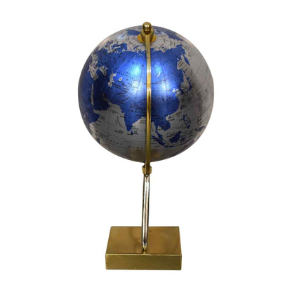 Mixed Chrome and Brass Blue Globe Side Profile
