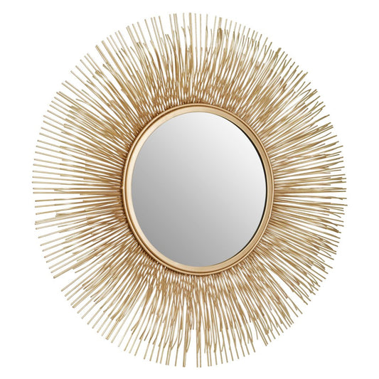 Round Medium Gold Brass Spoke Sunburst Wall Mirror 