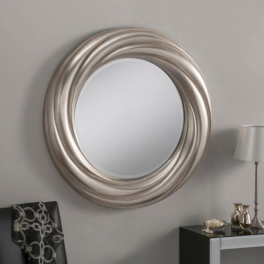 Silver Swirl Round Mirror