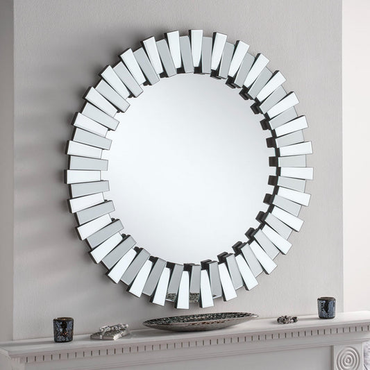 Starburst Silver Round Wall Mirror (80cm) Lifestyle 