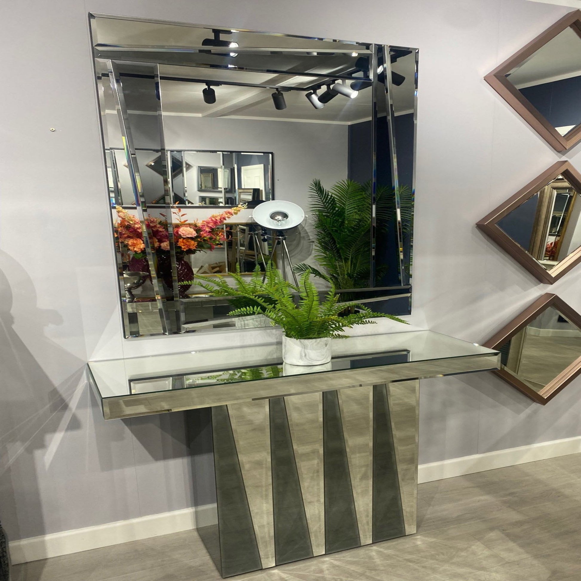 Two Tone Mirror Console Table