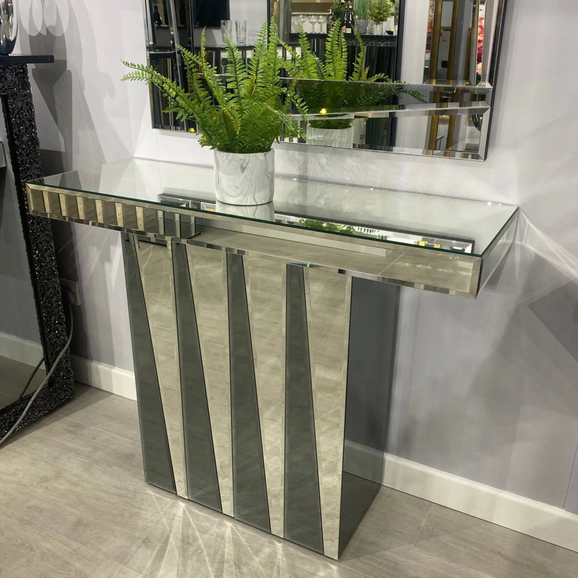 Two Tone Mirror Console Table in-Situ